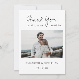 Photo Wedding Thank You Card with Modern Script