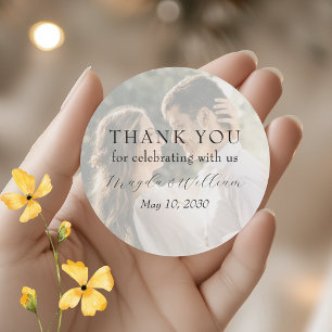 Photo Wedding Thank You Classic Round Sticker