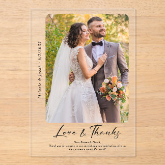 Photo Wedding Thank you Clear Acrylic Invitations