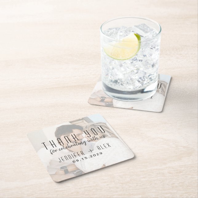 Photo Wedding Thank You Coaster (Insitu)