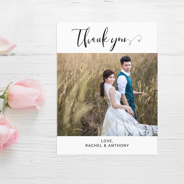 Photo Wedding Thank you Elegant Minimalist Postcard (Creator Uploaded)