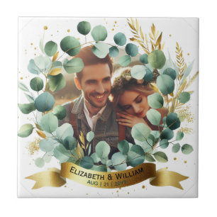 PHOTO Wedding Thank You Eucalyptus Leaves Gift   Ceramic Tile