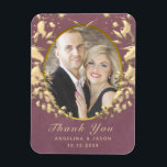 Photo Wedding Thank You Favour Magnet<br><div class="desc">Chic,  modern,  elegant purple wedding thank you favour magnet,  with gold art-deco heart and custom photo of the couple.</div>