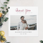 Photo Wedding Thank You Magnet<br><div class="desc">This simply chic wedding thank you magnet card features words of thanks above your favourite photo and your first names and date below it. We've chosen a warm, modern script for 'Thank You' and added 'for sharing our special day' underneath, with that line separated by the the loop of the...</div>