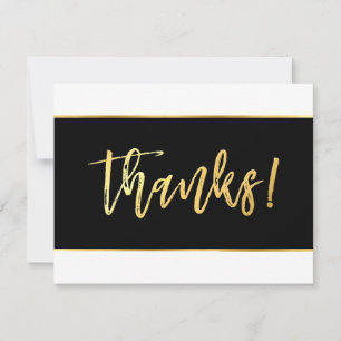 PHOTO WEDDING THANK YOU modern simple black gold Card