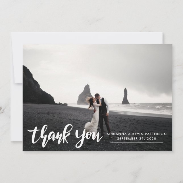 Photo Wedding Thank You Script Classy Modern (Front)