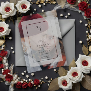 Photo Wedding Vellum Transparency Effect Initials Vellum Invitations
