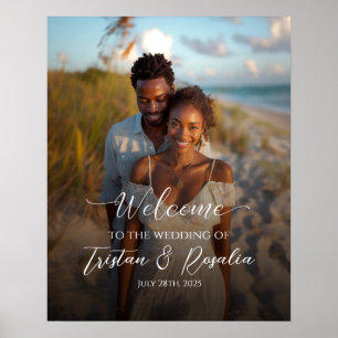 Photo wedding welcome sign elegant calligraphy