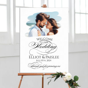 Photo wedding welcome sign elegant calligraphy