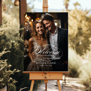 Photo wedding welcome sign elegant calligraphy