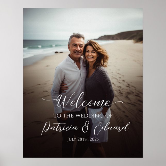 Photo wedding welcome sign modern calligraphy (Front)