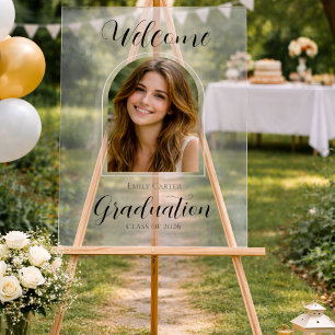 Photo Welcome Graduation Party I Elegant Script Acrylic Sign