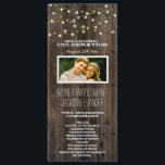 Photo Western Lights & Barn Wood Wedding Programs<br><div class="desc">Photo Western Lights & Barn Wood Wedding Programs - features a printed barn wood or reclaimed wood background with gold stars and glowing string lights at the top. You may change the demo couple's photo to one of your own</div>