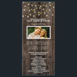 Photo Western Lights & Barn Wood Wedding Programs<br><div class="desc">Photo Western Lights & Barn Wood Wedding Programs - features a printed barn wood or reclaimed wood background with gold stars and glowing string lights at the top. You may change the demo couple's photo to one of your own</div>