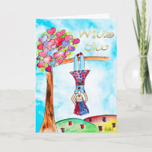 Photo Whimsical Art Birthday Girl Boho Gold Purple Card