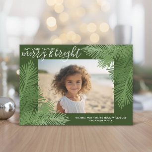 Photo Whimsical Branches Calligraphy Christmas Holiday Card