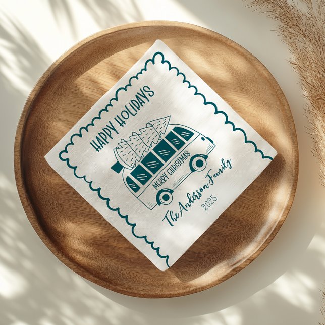 Photo Whimsical Quirky Doodle Holiday Napkin (Creator Uploaded)