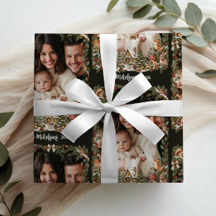 Photo Whimsical Woodland Storybook Christmas Wrapping Paper