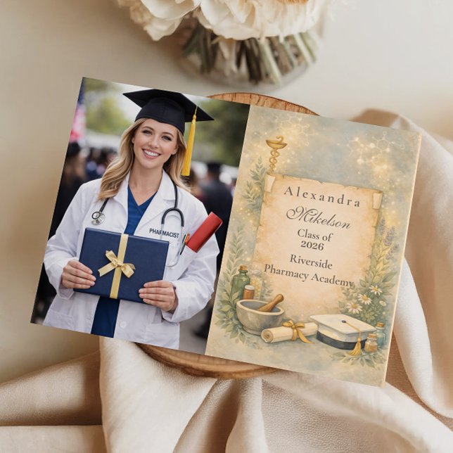 Photo White Coat Pharmacy Graduation Announcement (Creator Uploaded)