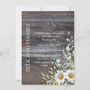 Photo White Daisy QR Code Wedding Invitation