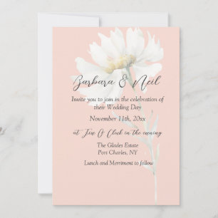 Photo White Daisy QR Code Wedding Invitation
