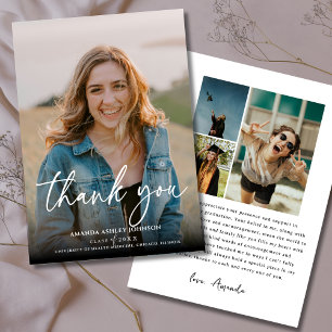 Photo White Graduation Stylish Thank You Card