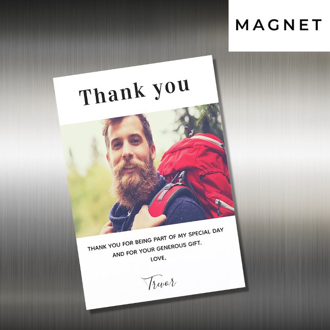 Photo white guy luxury thank you card magnet (Creator Uploaded)