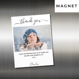 Photo white luxury thank you card magnet