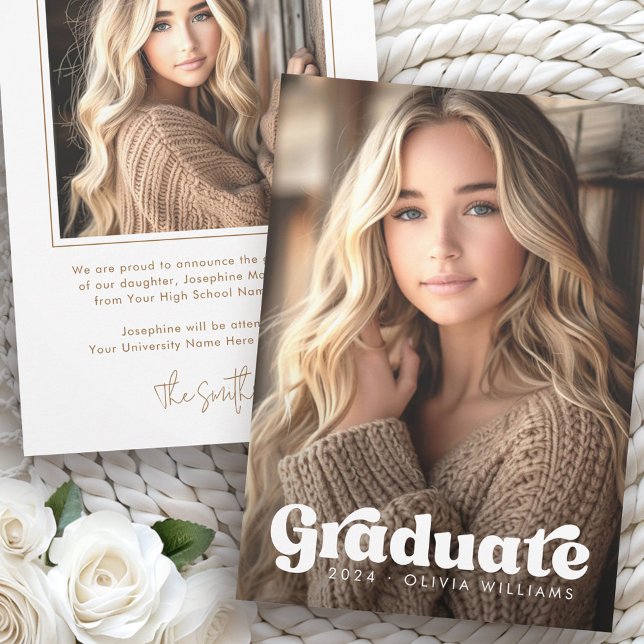 Photo white retro grad graduation announcement (Photo white retro grad graduation announcement)