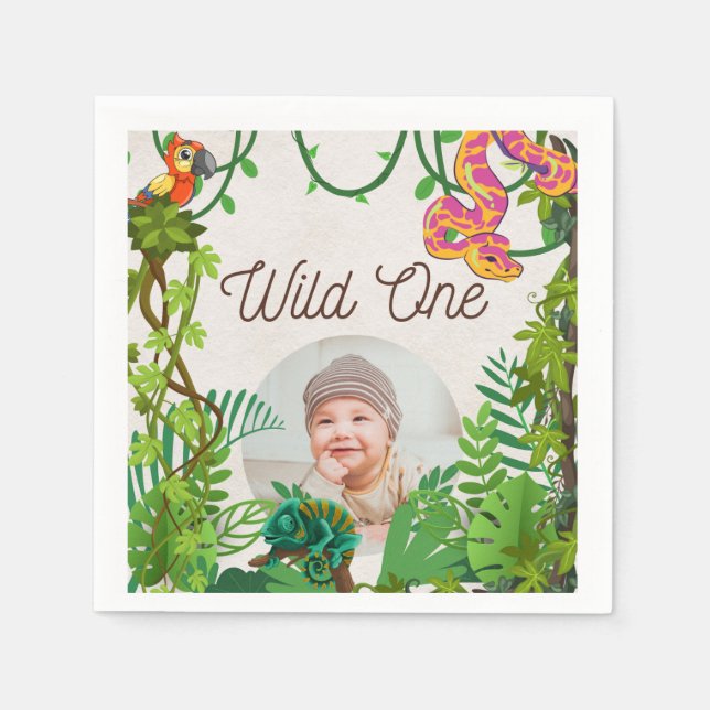 Photo Wild One Birthday Napkin (Front)