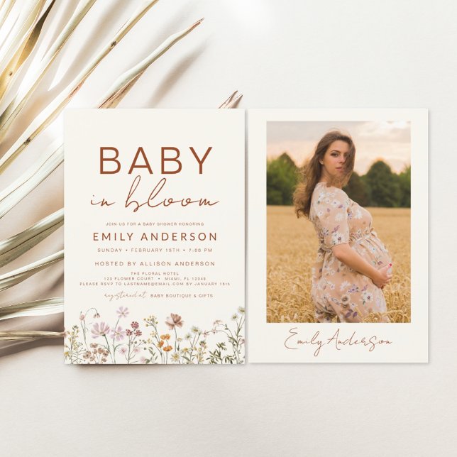 Photo Wildflower Baby in Bloom Baby Shower Invitation (Creator Uploaded)