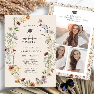 Photo Wildflower Graduation Party Invitation