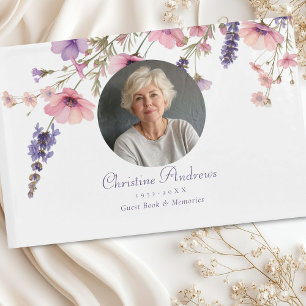 Photo, Wildflower "In Loving Memory" Funeral Guest Book