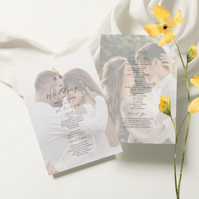Photo Wildflower Minimalist Wedding Program (Creator Uploaded)