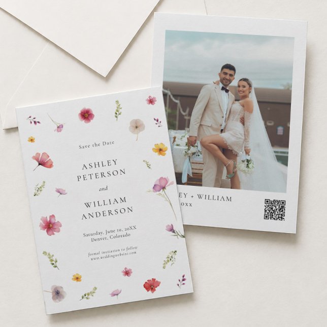 Photo Wildflower Wedding Save the Date  Invitation (Creator Uploaded)