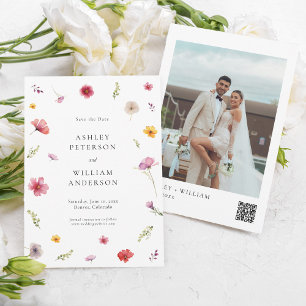 Photo Wildflower Wedding Save the Date Invitation