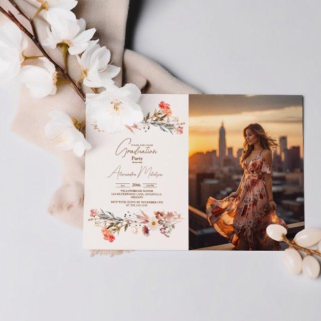 Photo Wildflowers Botanical Graduation Invitation (Creator Uploaded)