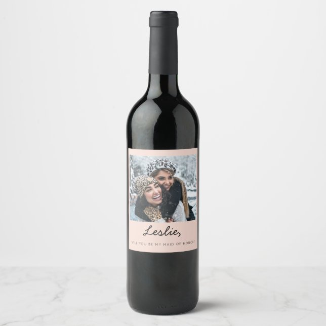 Photo Will You Be My Maid of Honour Proposal  Wine Label (Front)