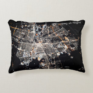 Photo Winnipeg at Night, NASA ISS Decorative Cushion