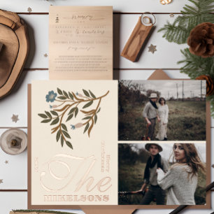 Photo Winter Botanicals Christmas Foil Holiday Card