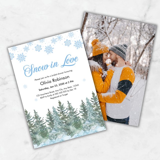 Photo Winter Snow in Love Snowflakes Bridal Shower Invitation (Photo Winter Snow in Love Snowflakes Bridal Shower Invitation )