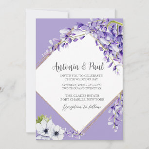 Photo Wisteria Blooms QR Code Wedding Invitation
