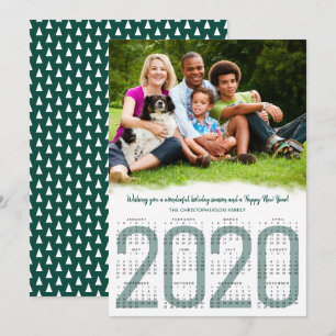 Photo with 2020 Calendar Evergreen New Year Holiday Card