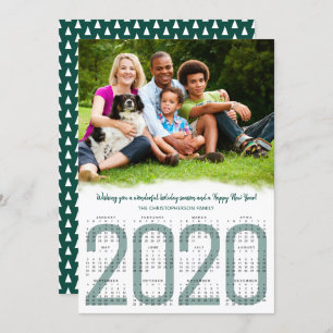 Photo with 2020 Calendar Evergreen New Year Holiday Card