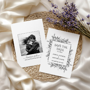 Photo with Black & White Foliage Save The Date