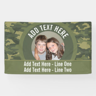 Photo with Camouflage Green and Custom Text Banner