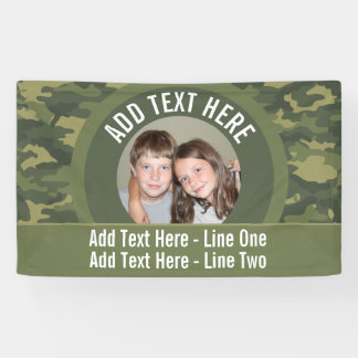 Photo with Camouflage Green and Custom Text Banner