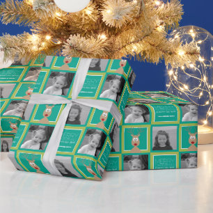Photo with Cartoon Reindeer with Merry Christmas Wrapping Paper