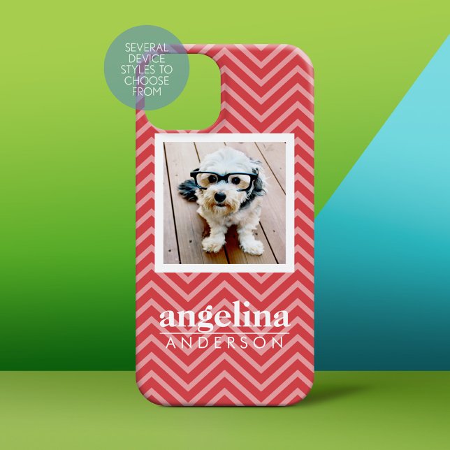 Photo with Chevron Pattern and Custom Name Case-Mate iPhone Case (Personalized Phone Case)