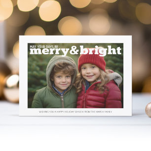 Photo with huge Merry and Bright - simply red Holiday Card